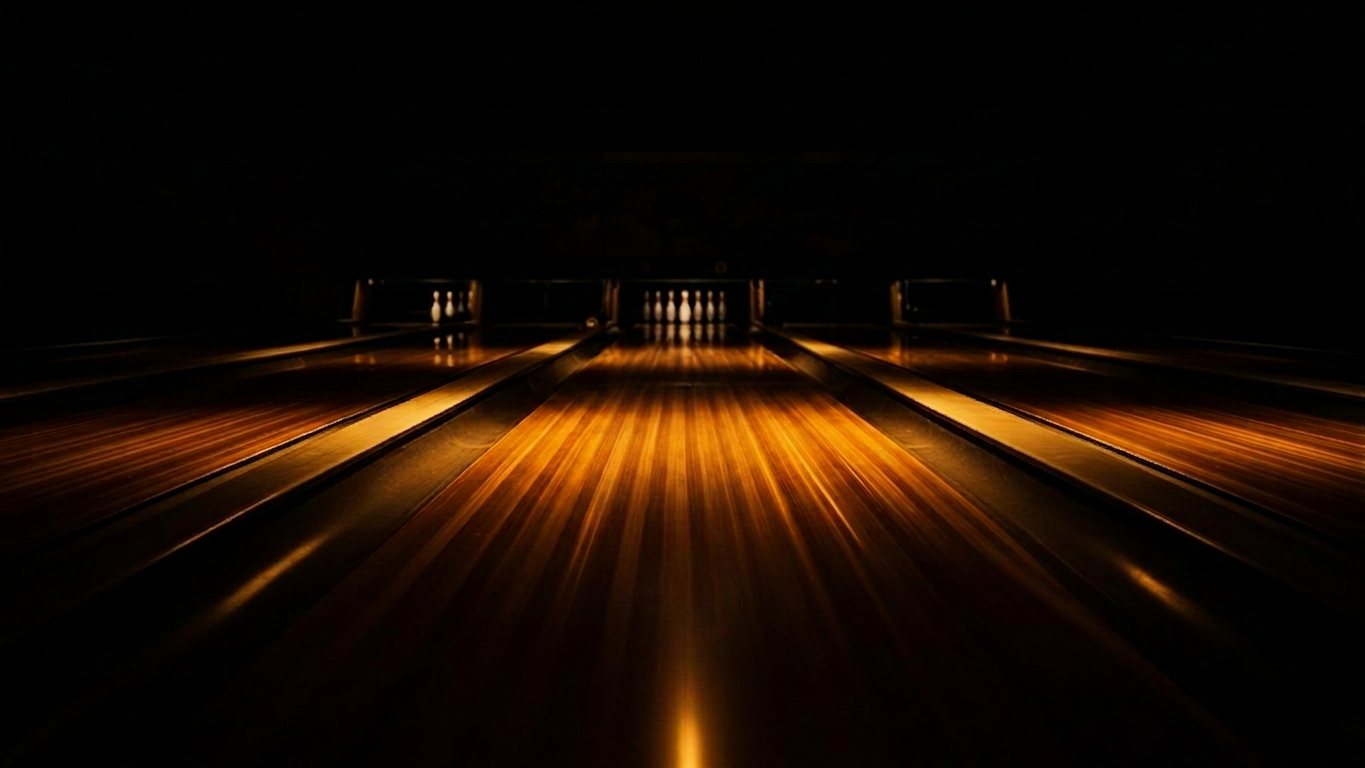 Bowling lane in dramatic lighting