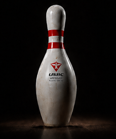 USBC approved bowling pin under dramatic lighting