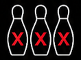Three pins with X